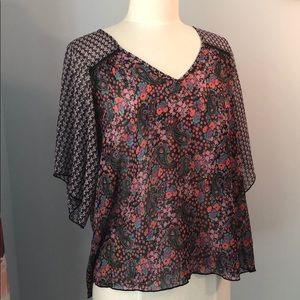 Mixed pattern floral blouse